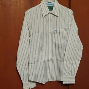 Abercrombie & Fitch White and Blue Striped Shirt